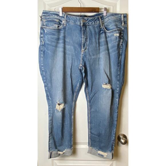Silver Elyse Blue Denim Ankle Slim Mid Rise Curvy Jeans Women's Size 24 NWT - Picture 1 of 10